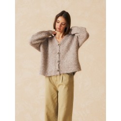 CARDIGAN COL EN V TAUPE - INDI&COLD