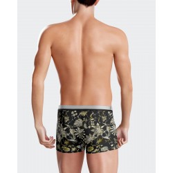 BOXER MOTIFS FLEURIS KAKI/NOIR - IMPETUS