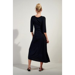 ROBE LONGUE NOIRE MANCHES 3/4 "CARMEEN" - PAIN DE SUCRE