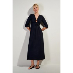 ROBE LONGUE NOIRE MANCHES 3/4 "CARMEEN" - PAIN DE SUCRE