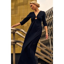 ROBE LONGUE NOIRE MANCHES 3/4 "CARMEEN" - PAIN DE SUCRE