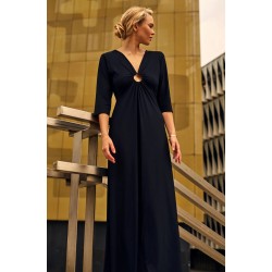 ROBE LONGUE NOIRE MANCHES 3/4 "CARMEEN" - PAIN DE SUCRE