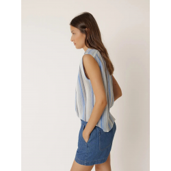 BLOUSE SANS MANCHE BLEUE - INDI&COLD