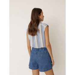 BLOUSE SANS MANCHE BLEUE - INDI&COLD