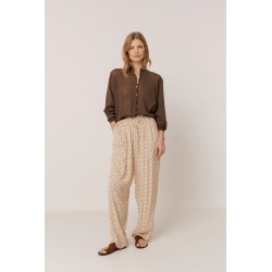 PANTALON FLUIDE À MOTIF BEIGE/ROSE - INDI&COLD