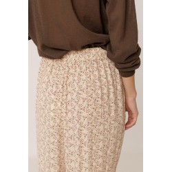 PANTALON FLUIDE À MOTIF BEIGE/ROSE - INDI&COLD