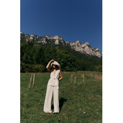 PANTALON FLUIDE UNI CRÈME - INDI&COLD