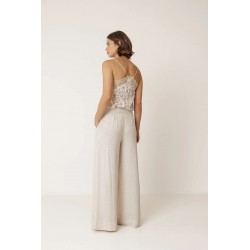 PANTALON FLUIDE UNI CRÈME - INDI&COLD