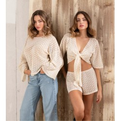 BOLÉRO EN CROCHET SEVENTIES CHANVRE - ANTIGEL
