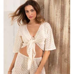 BOLÉRO EN CROCHET SEVENTIES CHANVRE - ANTIGEL